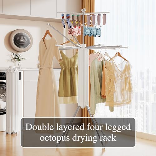 4 Legs Double Layer Clothes Drying Rack