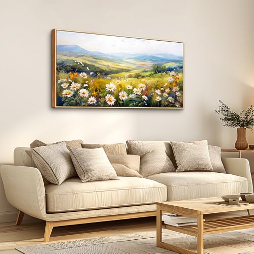 Wood Framed Canvas Wall Art For Living Room Wall Decor For Bedroom Office Wall Decorations Pastoral Scenery Paintings Modern Flowers Pictures Artwork Room Aesthetic Home Decor 20x40 In