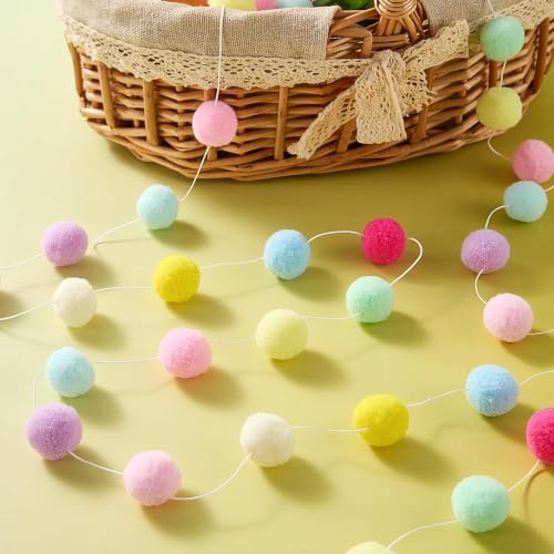 4 Pack 10 Color Pastel Pom Pom Garlands Felt Ball Hanging Decorations