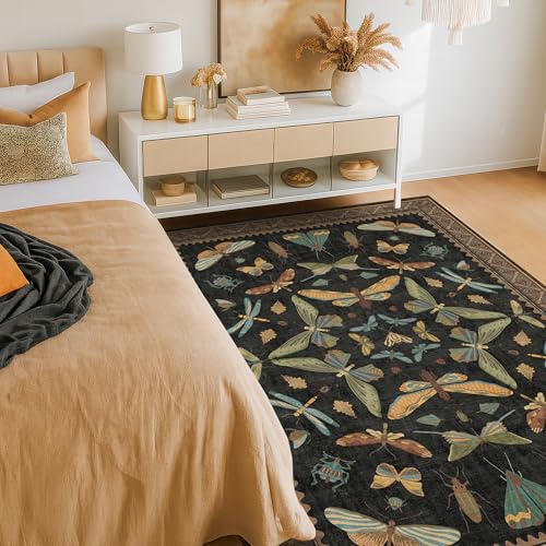 Insect Print Washable 4x6 Entryway Rug (24 Sq Ft)