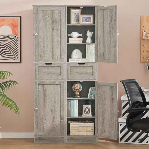 66.9" Tall Bathroom Storage Cabinet with 2 Doors & 1 Drawer