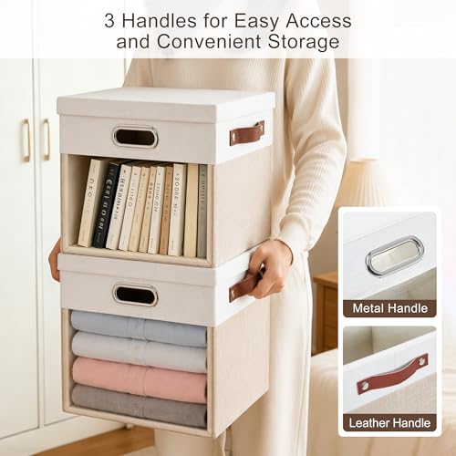 11x11 Inch Ultra Thick Fabric Storage Bins with Lids & Windows (3 Count)