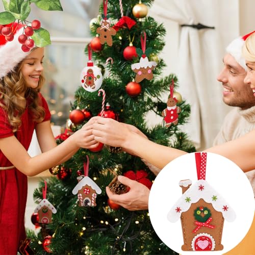 8 Pcs 3D Gingerbread Ornaments Felt Gingerbread Christmas Set (8 Count)