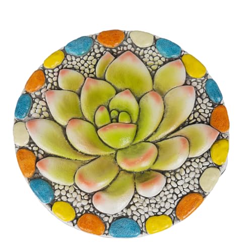 Succulent Pattern Cement Stepping Stones 0.75 * 10 * 10 Inch