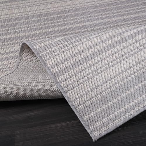 Stripe Outdoor Rug 6x9 Washable Outside Carpet for Indoor Patio Porch Waterproof Easy Cleaning Non Shedding Area Rugs Gray 6 x 9
