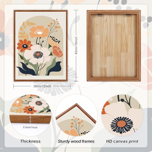 Framed Mid Century Decor Abstract Botanical Wall Art Set