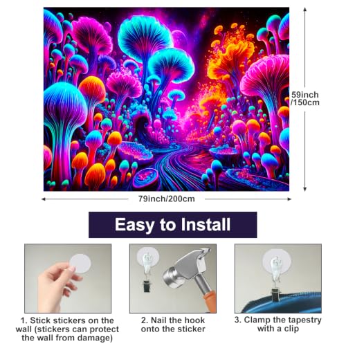 Blacklight Tapestry Fantasy Forest Room Decor 78 x 59 Inch