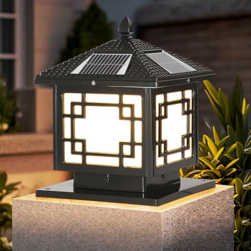 Solar Post Lights Outdoor Waterproof Column Light with Large Capacity Solar
