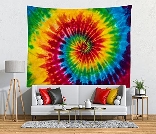 15x8ft Tie Dye Tapestry Colorful Red Blue Yellow Green Orange Purple Retro Abstract Psychedelic Swirl Wall Hanging for Living Room Bedroom Dorm Home Decor （Pattern Painted on Polyester Fabric）