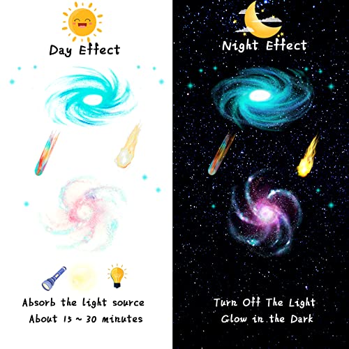 Glow in The Dark Stars Comets and Planets Galaxy Wall Stickers for Ceilings Glow in The Dark Wall Decals Removable Universe Home Decor for Bedroom