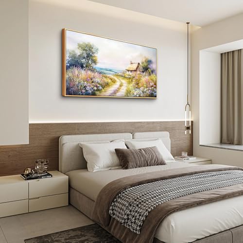 Wood Framed Canvas Wall Art For Living Room Wall Decor For Bedroom Office Wall Decoration Country Road Landscape Paintings Farmhouse Pictures Artwork Room Aesthetic Home Decor 20x40 In