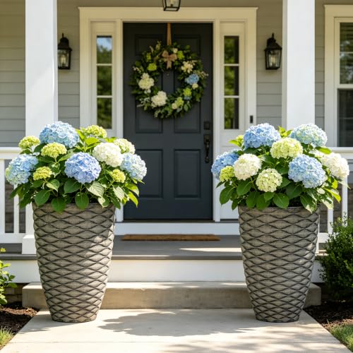 Autodaya 20" Tall Outdoor Planters Set of 2 Plant Pots (2 Count)