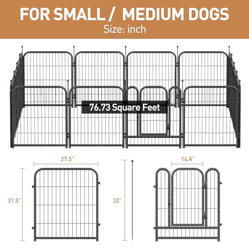 Metal Dog Playpen 32in H 24 Panels Heavy Duty Dog Fence