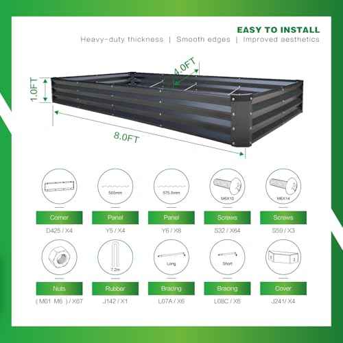 GARDMAX 8x4x1FT Galvanized Raised Garden Bed Kit