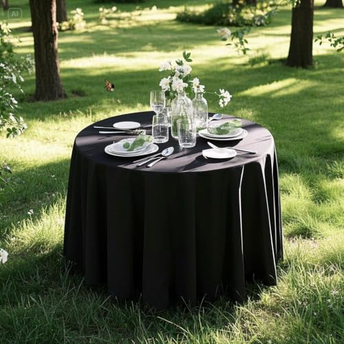120 Inch Black Tablecloths for Round Tables