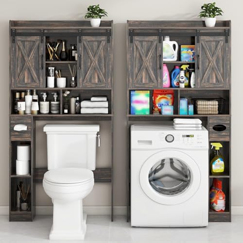 Over The Toilet Storage Cabinet with Sliding Doors