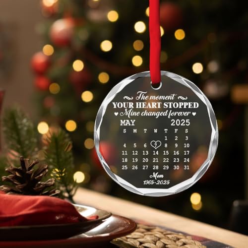 Personalized Memorial Glass Ornament for Loss of Loved Ones Mom Dad
