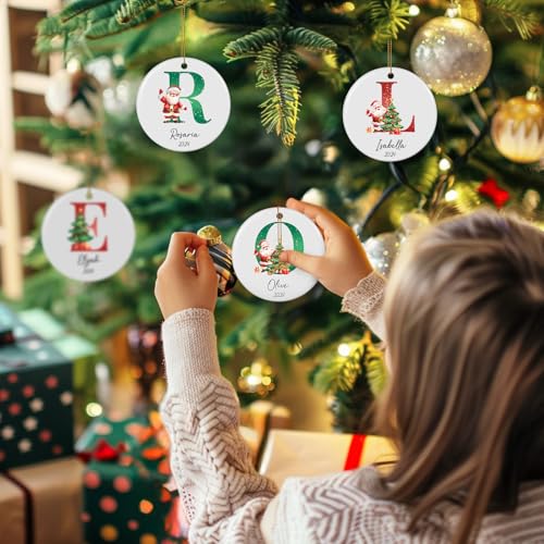 Personalized Christmas Ornaments 2025 Ceramic Custom Name Date Initial A