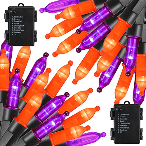 Purple and Orange Halloween Lights Battery Operated (16 Foot)