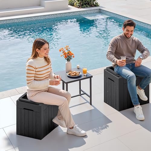 30 Gallon Resin Deck Box 2 Pack Outdoor Indoor Waterproof Storage Box for Patio Furniture Pool Accessories Storage for Cushion Garden Tools