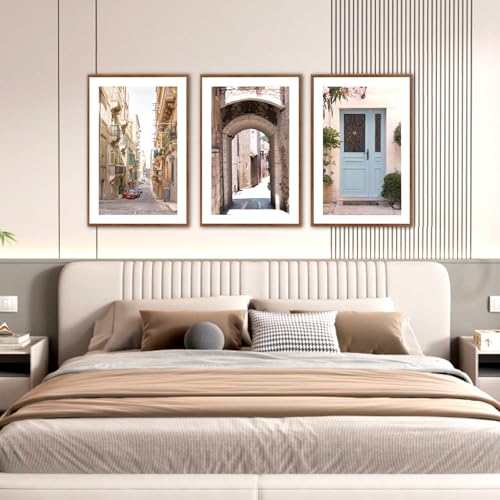 KAlRNE European Street Scenery Mediterranean Wall Art Italy Set (3 Count)