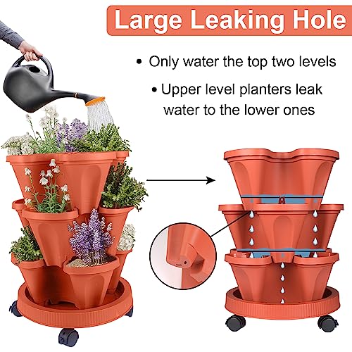 Stackable Planters 3 Tier Vertical Garden Planting Tower Planters Strawberry