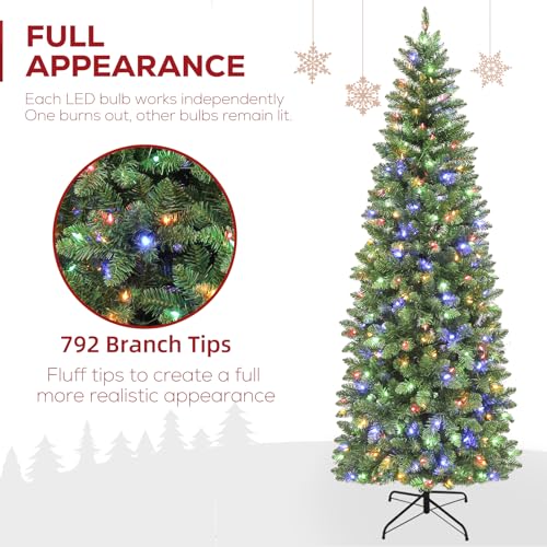 7.5 ft Prelit Pencil Christmas Tree with 792 Branch Tips