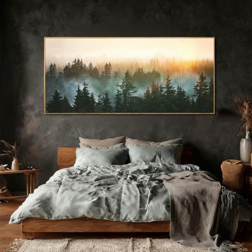Nature Wall Art Tree Wood Wall Decor Forest Canvas Pictures 32"x70" Bedroom Artwork Over Bed Poster for Dining Room Office
