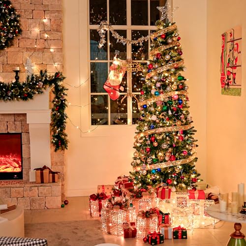 7.5 ft Slim Prelit Christmas Tree with Pine Needle