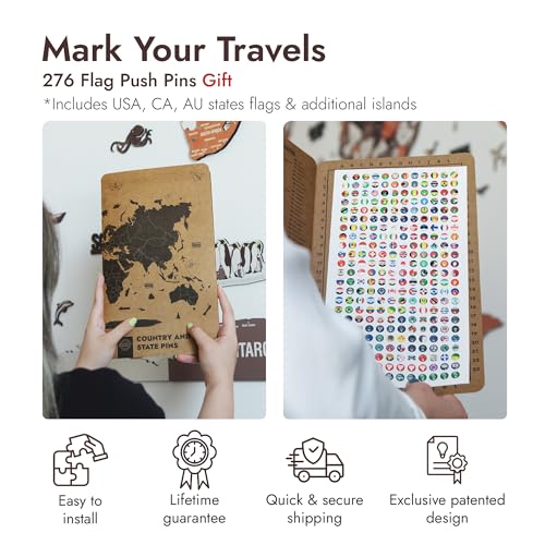 Multilayer 3D Wooden World Map