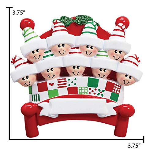 3D Bedtime Family of 9 Ornament 2026 Personalized Family Christmas Ornaments 2026