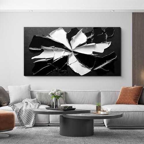 Abstract Wall Art Decor Modern Large Wall Art for Living Room Abstract Canvas Art Wall Decor Oversized Black and White Wall Art Prints Flowers Artwork for Walls Office Home Decorations 35" X 70"