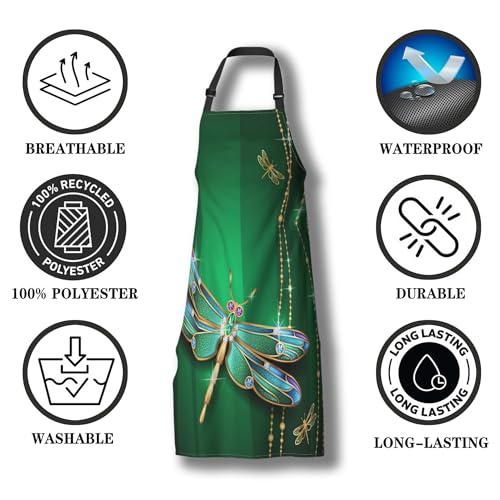 Garden Apron for Women Beautiful Vivid Dragonfly Aprons for Men for Kitchen Cooking Restaurant BBQ Painting Crafting Gardening 27”