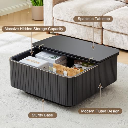 31.5" Square Coffee Table with Storage