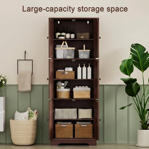 63.2" Tall Bathroom Storage Cabinet with 6 Doors