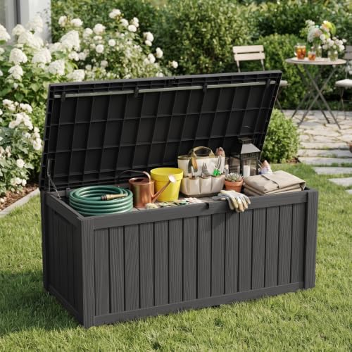 200 Gallon Deck Box Lockable Waterproof UV Resistant Black