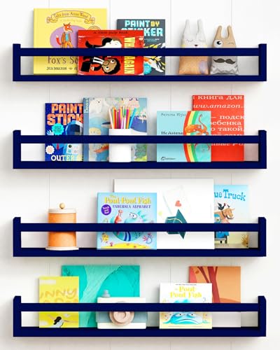 Wall Book Shelf Organizer for Kids Room Set of 4 (4 Count)