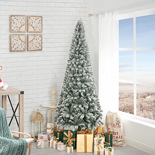 7.5ft Slim Snow Flocked Christmas Tree with Lights
