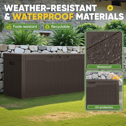 Outdoor Storage Box 100 Gallon Storage Bin with Lid for Patio Furniture