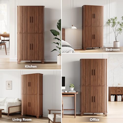 69" Tall Kitchen Pantry Storage Cabinet with Sliding Door