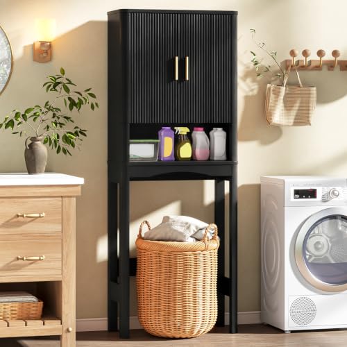 Farmhouse Over the Toilet Storage Cabinet with 2 Fluted Doors