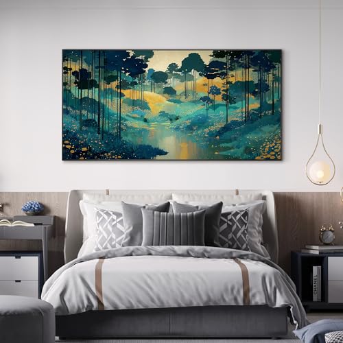 24"x46" Extra Large Framed Wall Art Whimsical Fantasy Forest