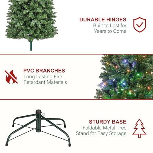 6ft Prelit Pencil Slim Christmas Tree with 200 Color Changing LED Lights