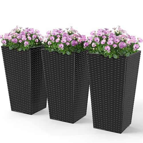 24 in Taper Tall Planters for Outdoor Plants Set of 3 (3 Count)