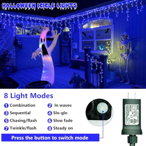 Blue Icicle Lights for Outside (33 Foot)