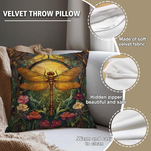 William Morris Abstract Vintage Floral Dragonfly Design Throw Pillow Covers Home Decor