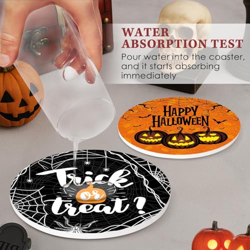 Halloween Ceramic Stone Coasters for Drinks (6 Count)