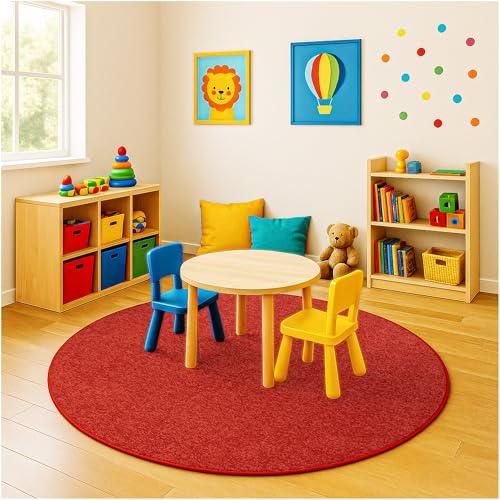 Soft & Colorful 10' Round Kids Classroom Area Rug