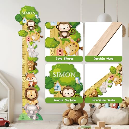 Personalized Name Wood Height Chart for Kids Wall Display