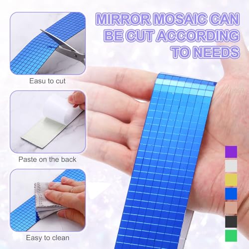Self Adhesive Glass Mirror Mosaic Tiles 3200 Pcs 5 x 5 mm Disco Tiles for Craft Decoration Glass Mirror Disco Ball Gold 2 Pcs (2 Count)